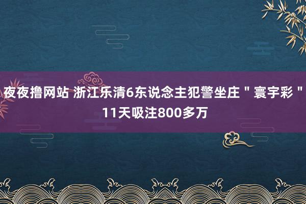 夜夜撸网站 浙江乐清6东说念主犯警坐庄＂寰宇彩＂ 11天吸注800多万