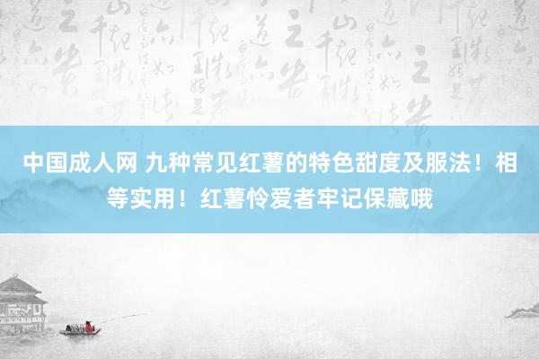 中国成人网 九种常见红薯的特色甜度及服法！相等实用！红薯怜爱者牢记保藏哦